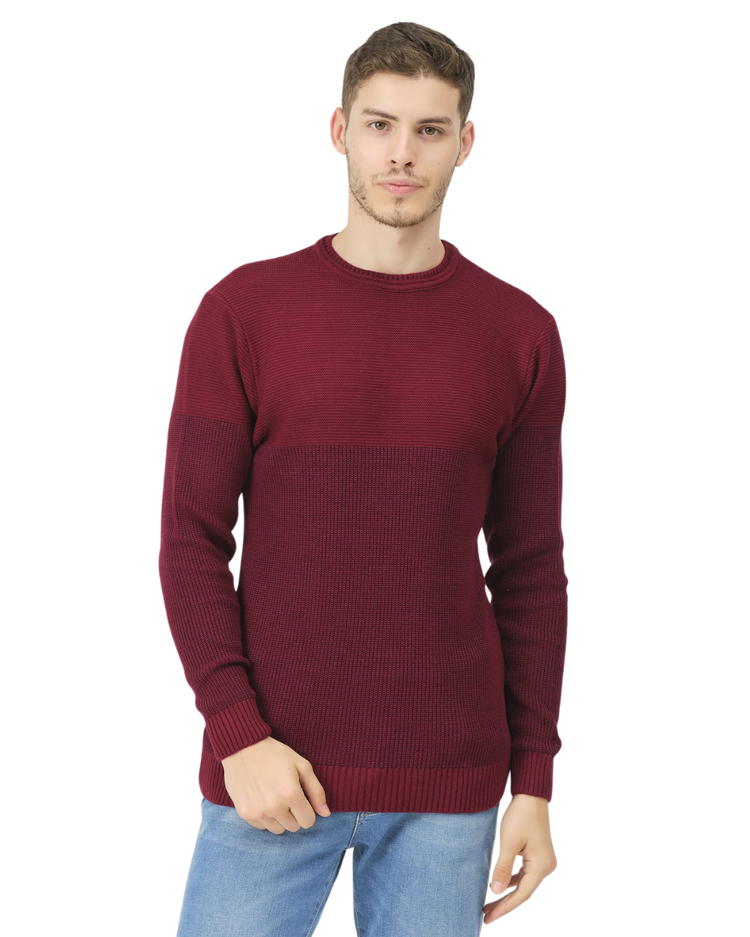 ROUND NECK - KNITTED PULLOVER - CHERRY