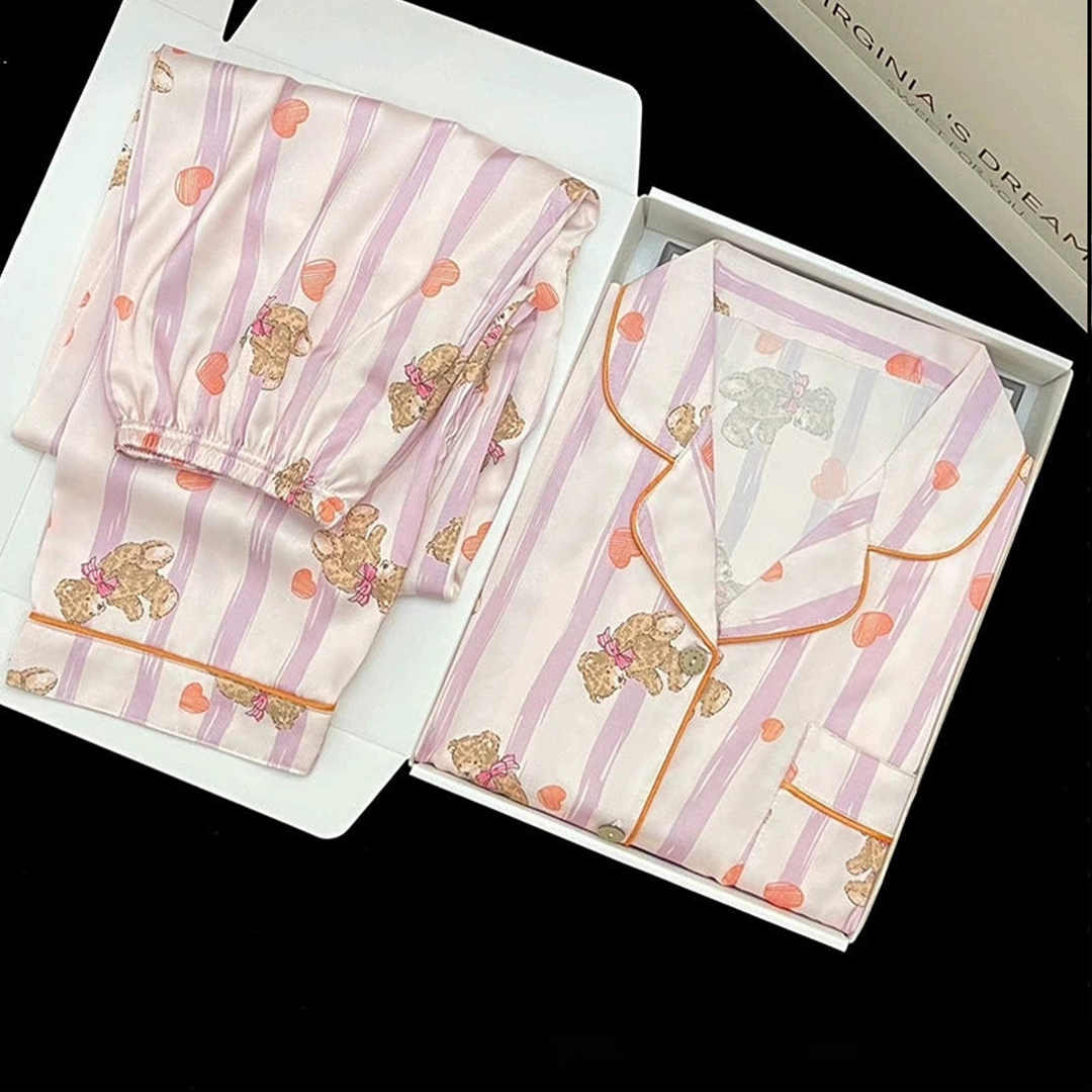 Women’s Playful Satin Pajama Set | بيجامة ساتان نسائية ناعمة للبيت