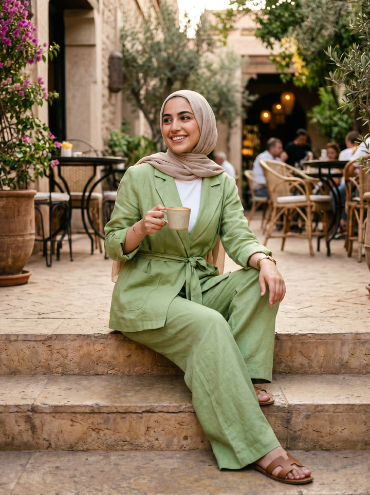 Women’s Urban Linen Jacket & Trousers Set | طقم نسائي كتان بجاكيت وبنطلون