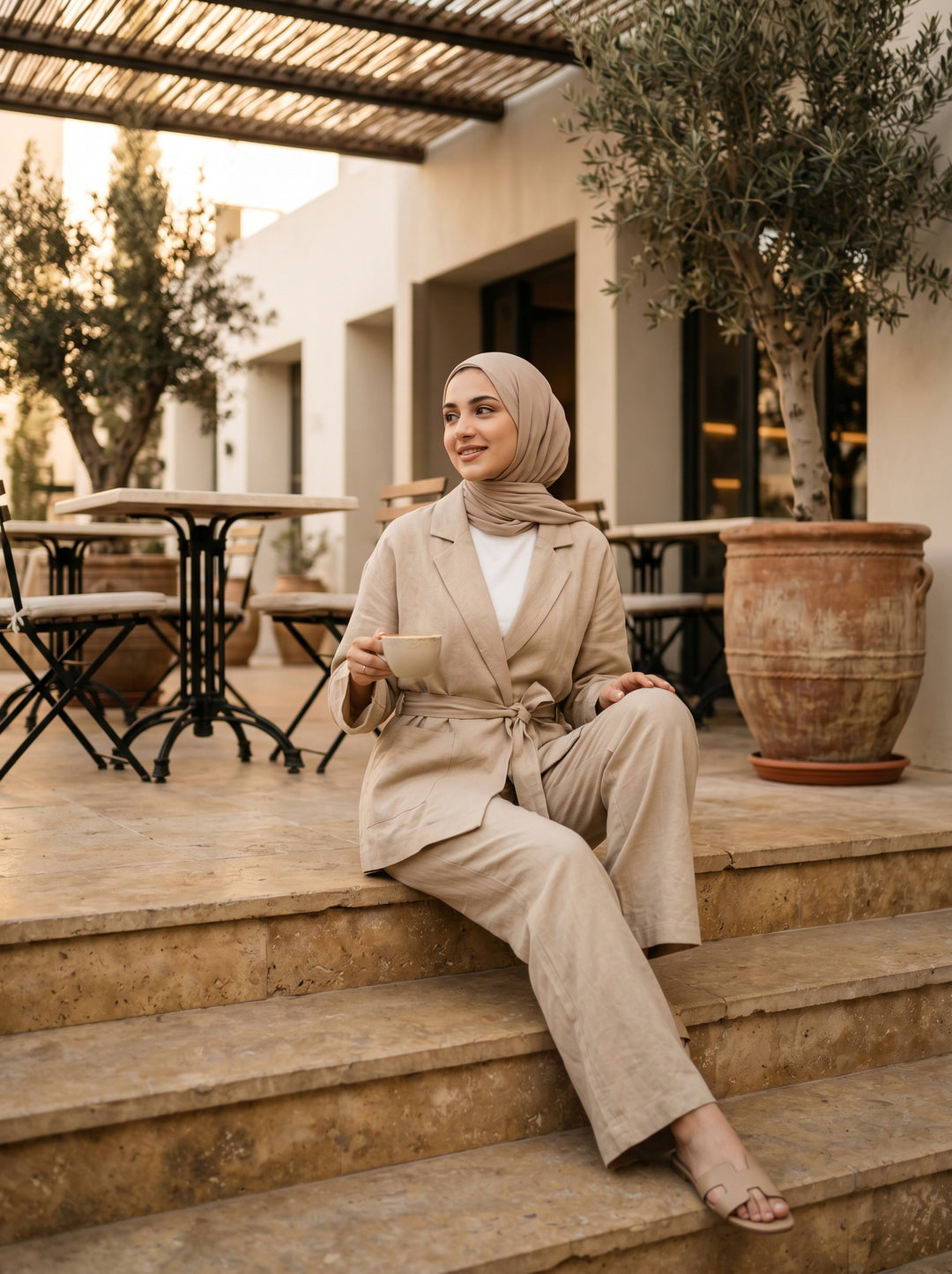 Women’s Urban Linen Jacket & Trousers Set | طقم نسائي كتان بجاكيت وبنطلون