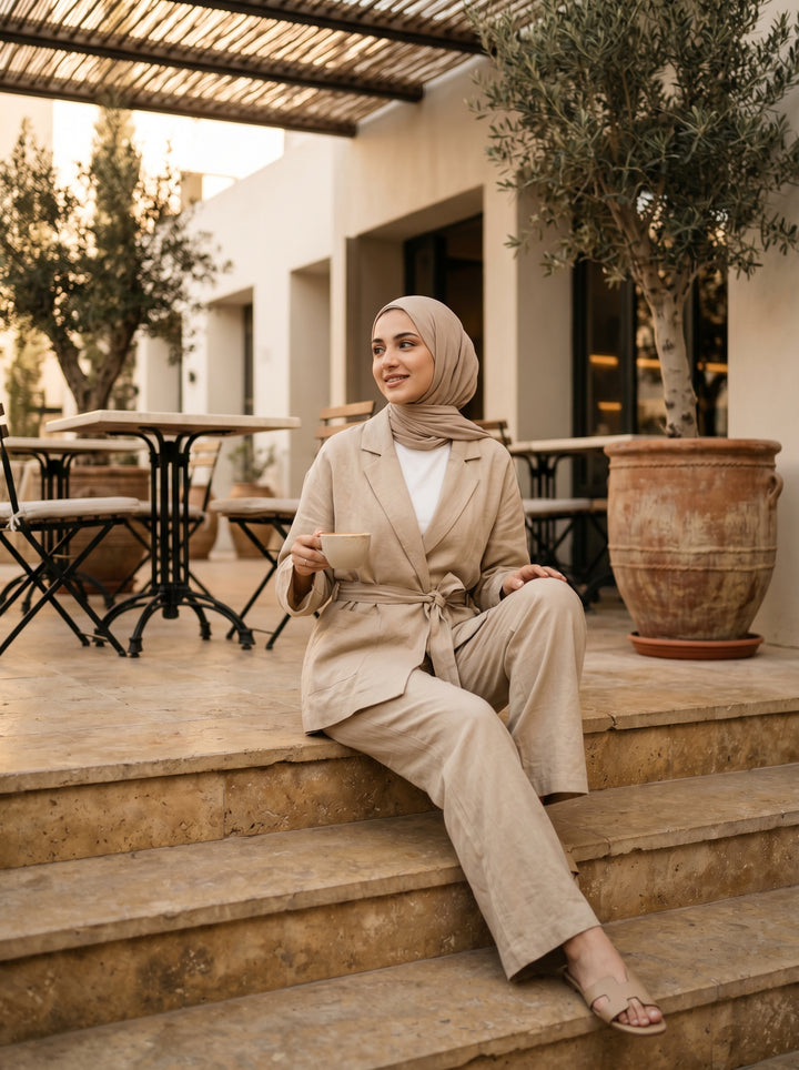 Women’s Urban Linen Jacket & Trousers Set | طقم نسائي كتان بجاكيت وبنطلون