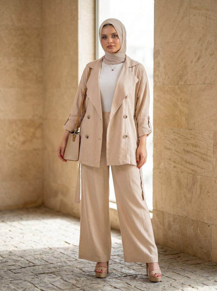 Women’s Urban Linen Jacket & Trousers Set | طقم نسائي كتان بجاكيت وبنطلون