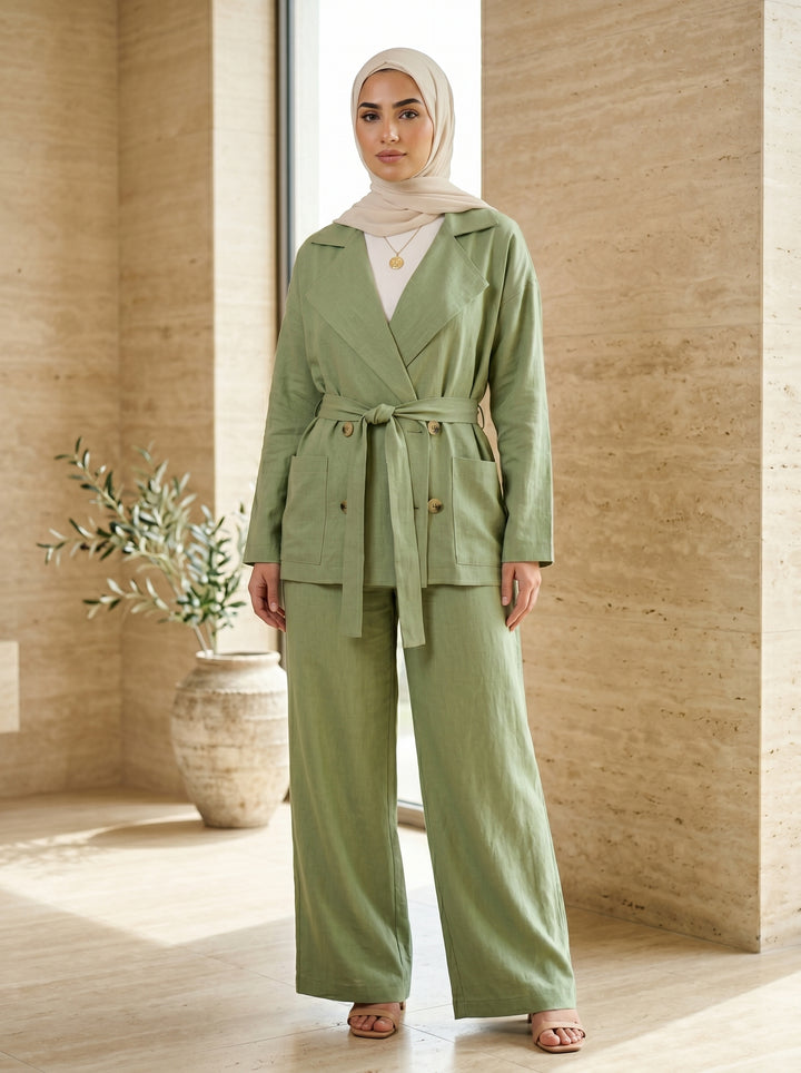 Women’s Urban Linen Jacket & Trousers Set | طقم نسائي كتان بجاكيت وبنطلون