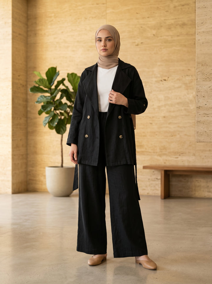 Women’s Urban Linen Jacket & Trousers Set | طقم نسائي كتان بجاكيت وبنطلون