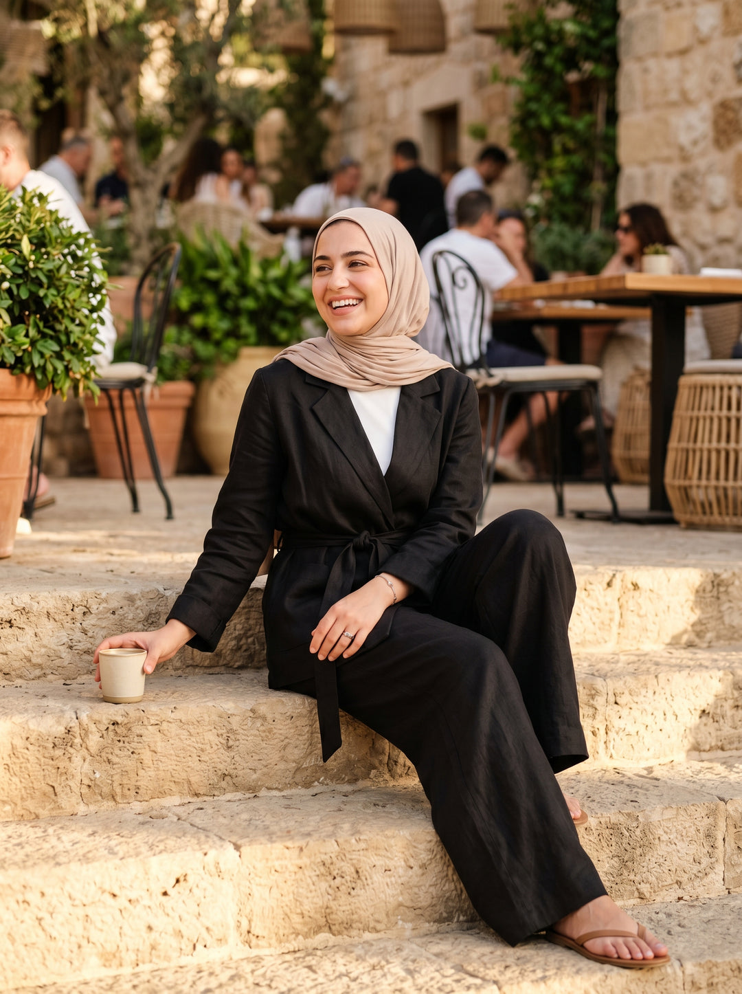 Women’s Urban Linen Jacket & Trousers Set | طقم نسائي كتان بجاكيت وبنطلون