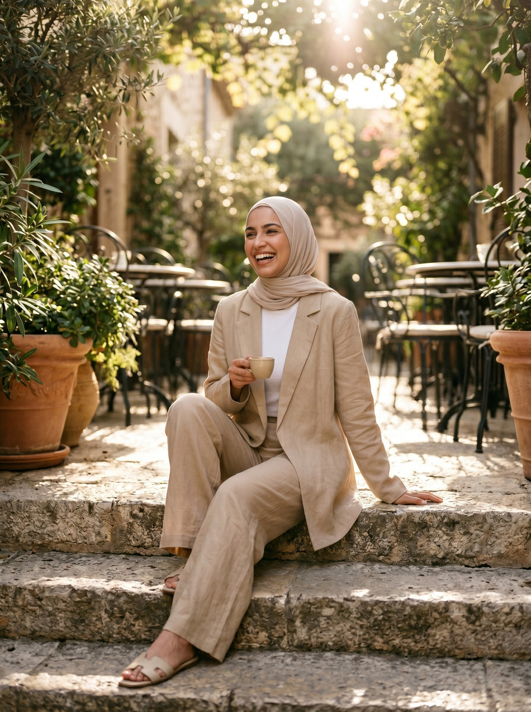 Women’s Urban Linen Jacket & Trousers Set | طقم نسائي كتان بجاكيت وبنطلون