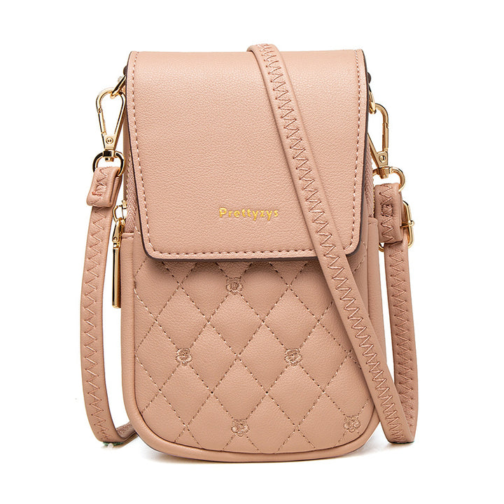 Women’s Plaid Stitch Crossbody Phone Bag | حقيبة هاتف نسائية كروس بودي بتفاصيل مربعة