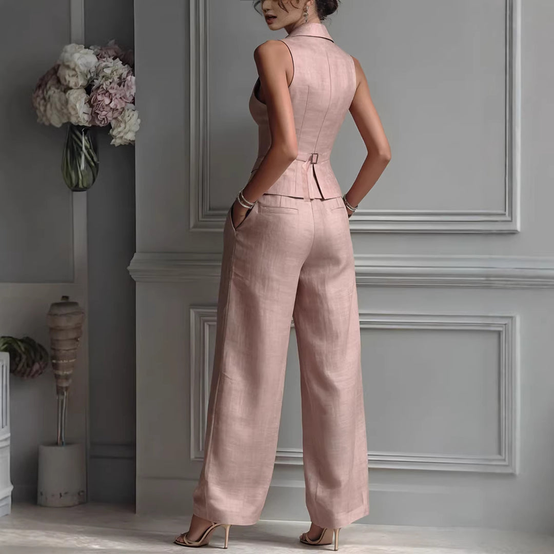 The Elegant Tailored Vest & Wide-Leg Pants Set