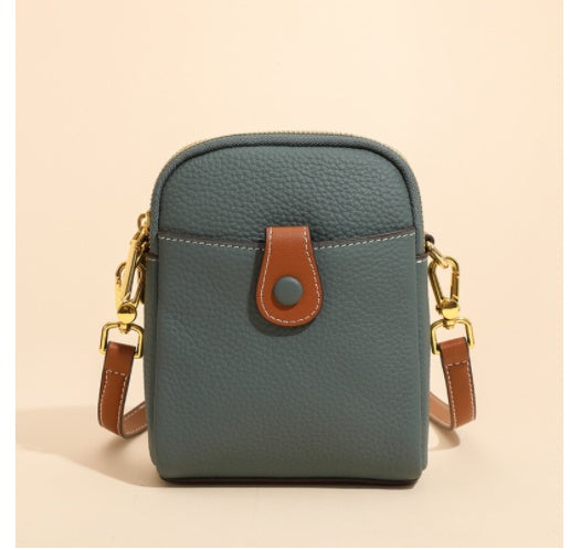 Women’s Litchi Pattern Leather Phone Bag | حقيبة هاتف نسائية جلدية بنقشة ليتشي