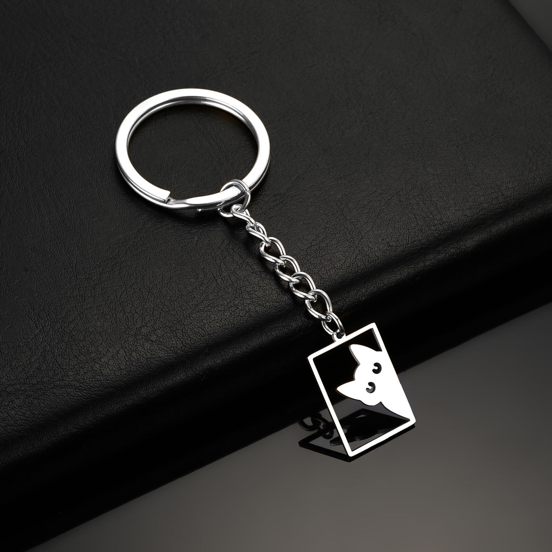 Women’s Stainless Steel Cat Keychain | ميدالية مفاتيح نسائية بتصميم قطة لطيفة