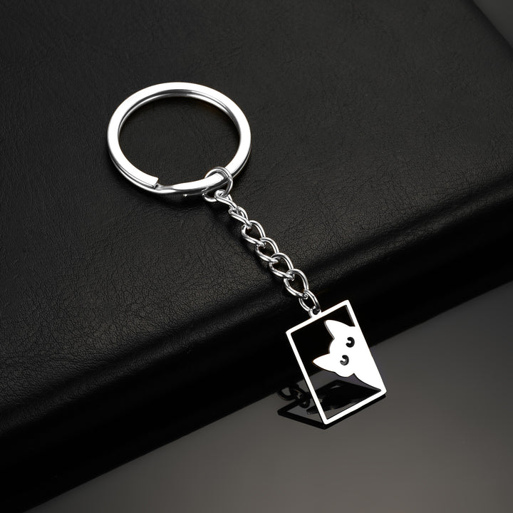Women’s Stainless Steel Cat Keychain | ميدالية مفاتيح نسائية بتصميم قطة لطيفة