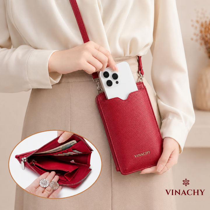 Women’s Minimalist PU Crossbody Phone Bag | حقيبة هاتف نسائية كروس بودي بتصميم بسيط