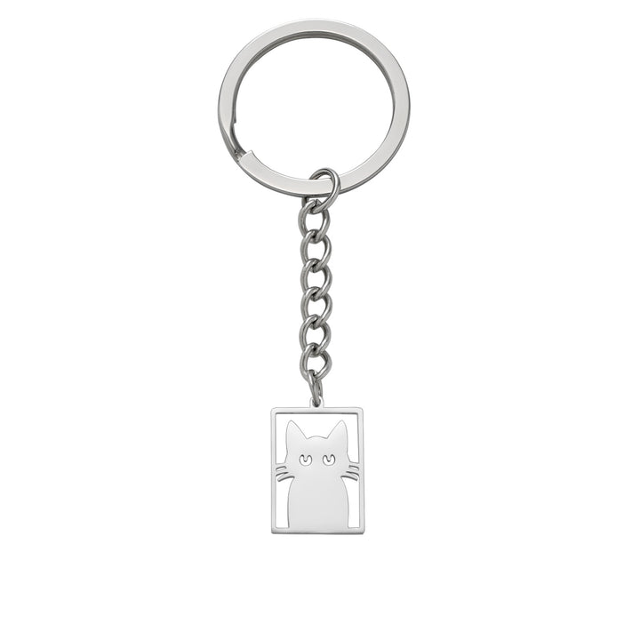 Women’s Stainless Steel Cat Keychain | ميدالية مفاتيح نسائية بتصميم قطة لطيفة