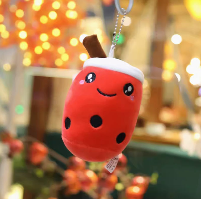 Women’s Plush Milk Tea Cup Bag Charm | تعليقة حقيبة نسائية بتصميم كوب مشروب لطيف