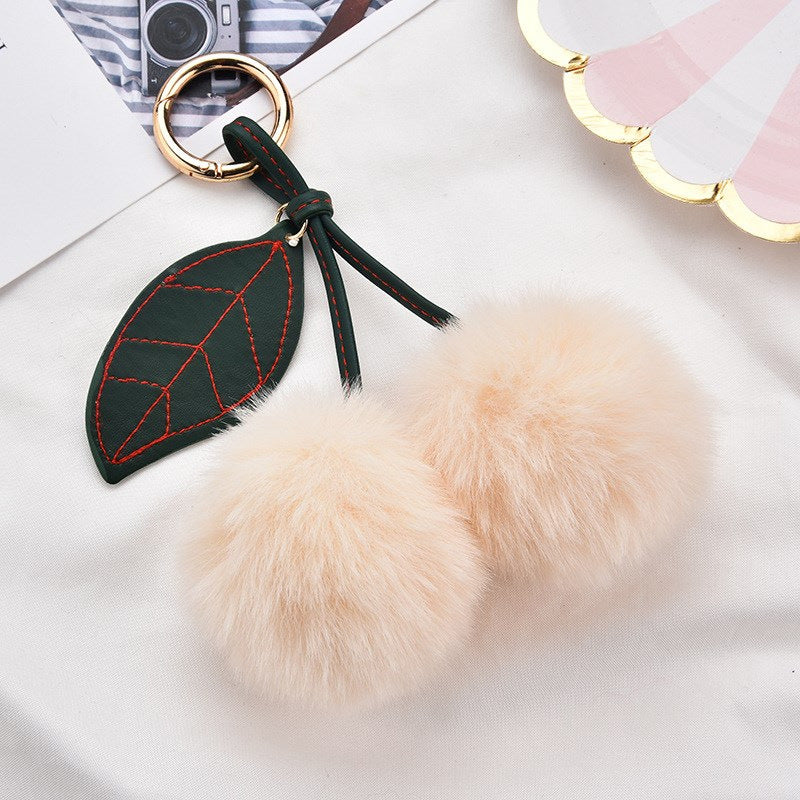 Women’s Plush Cherry Bag Charm Keychain | تعليقة حقيبة نسائية بتصميم كرز ناعم