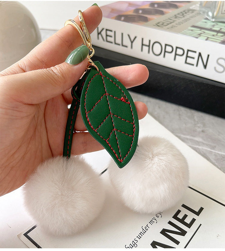 Women’s Plush Cherry Bag Charm Keychain | تعليقة حقيبة نسائية بتصميم كرز ناعم