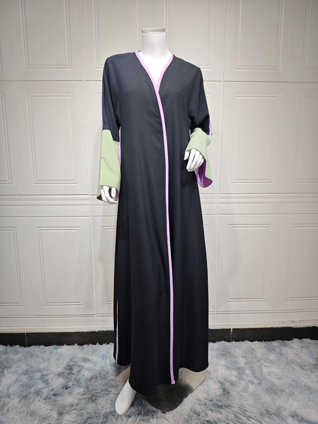 The Noir Contrast Stitch Abaya