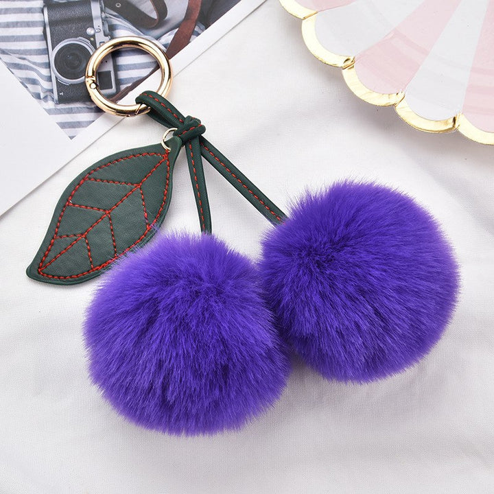 Women’s Plush Cherry Bag Charm Keychain | تعليقة حقيبة نسائية بتصميم كرز ناعم
