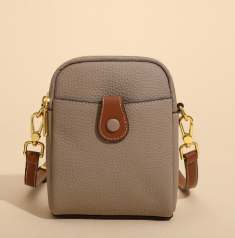Women’s Litchi Pattern Leather Phone Bag | حقيبة هاتف نسائية جلدية بنقشة ليتشي