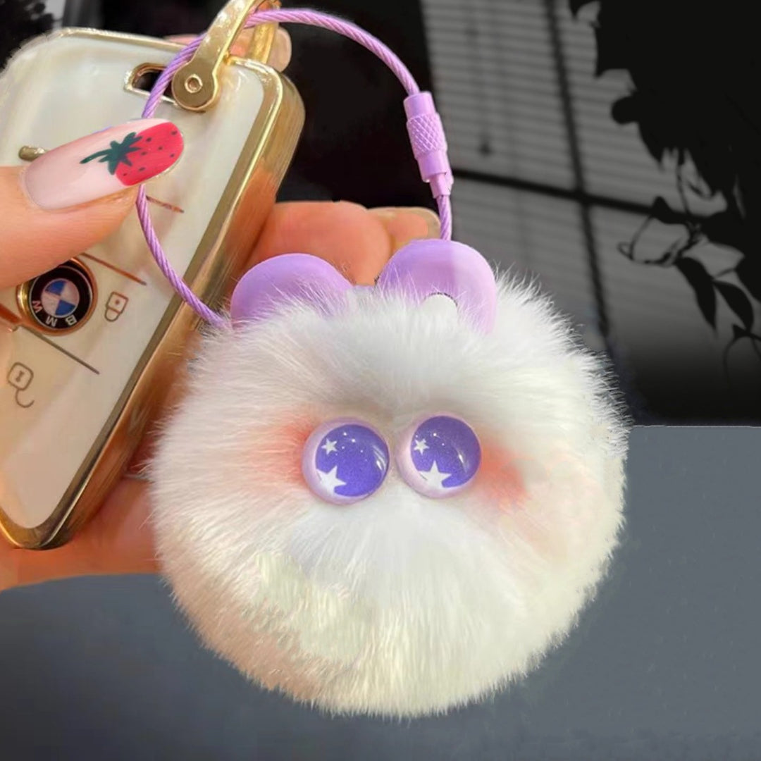 Women’s Fluffy Rainbow Bag Charm Keychain | تعليقة حقيبة نسائية فروية بألوان ناعمة