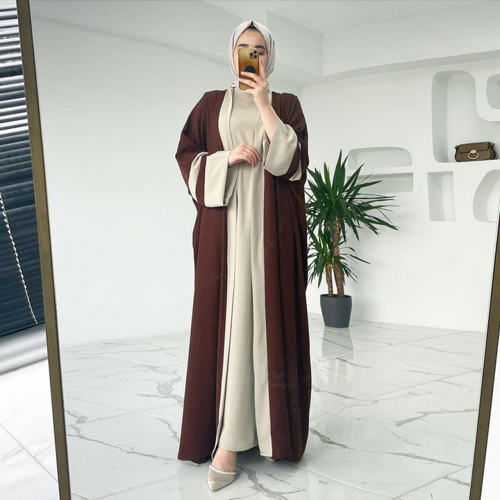 Abaya Two Piece Set Inner Dress & Open Abaya Elegant