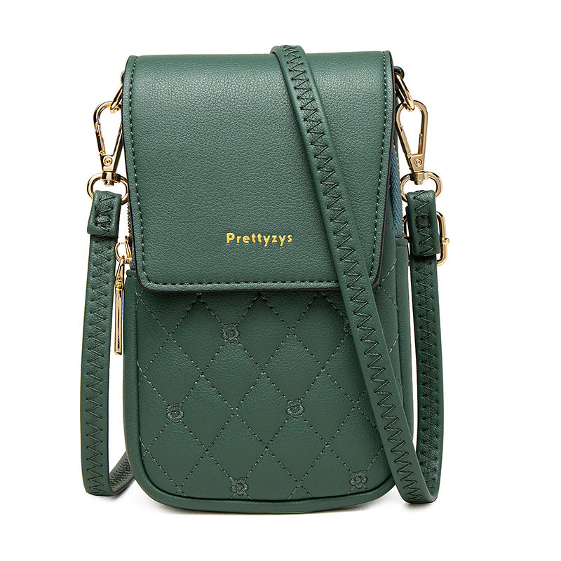 Women’s Plaid Stitch Crossbody Phone Bag | حقيبة هاتف نسائية كروس بودي بتفاصيل مربعة