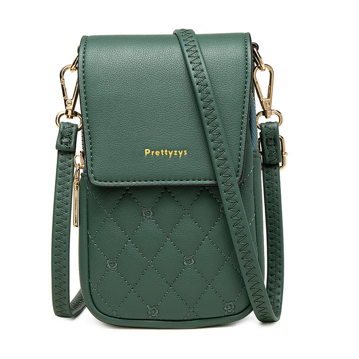 Women’s Plaid Stitch Crossbody Phone Bag | حقيبة هاتف نسائية كروس بودي بتفاصيل مربعة