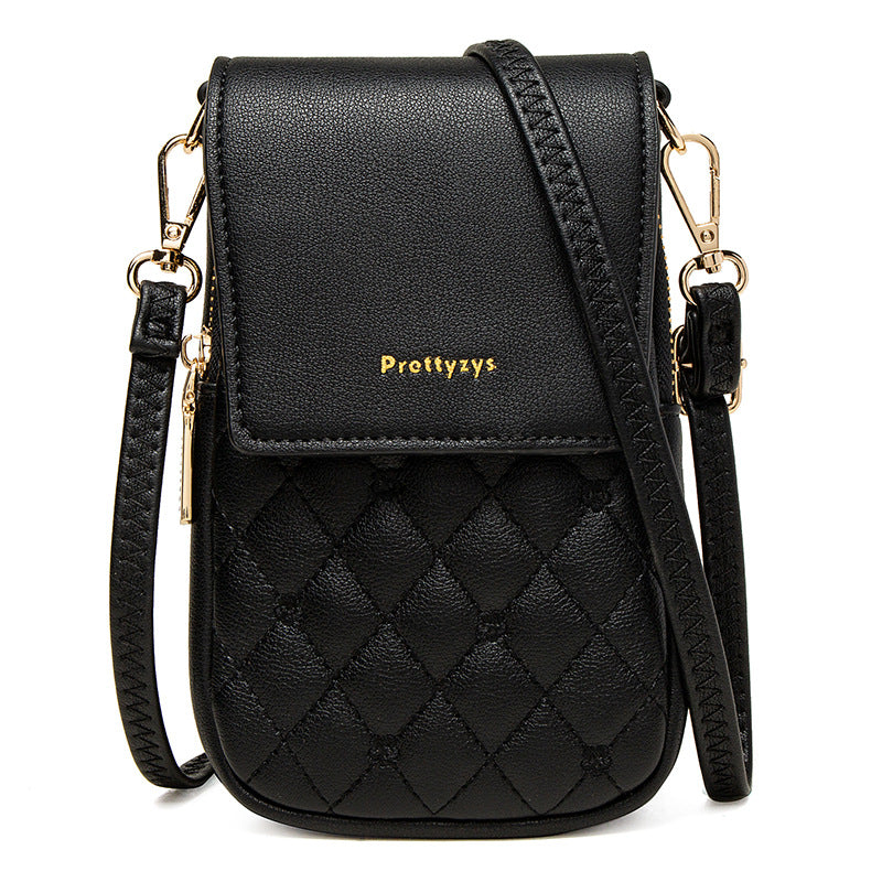 Women’s Plaid Stitch Crossbody Phone Bag | حقيبة هاتف نسائية كروس بودي بتفاصيل مربعة