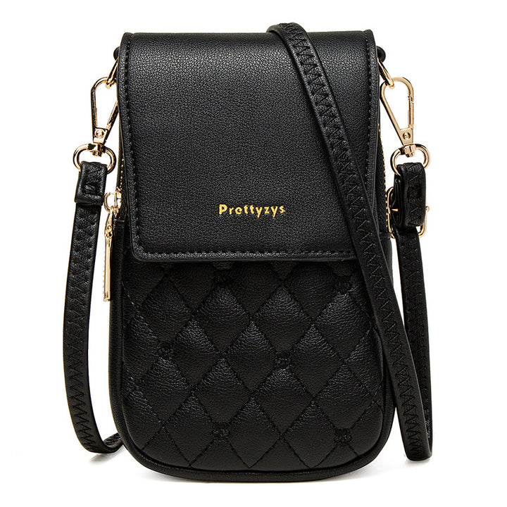 Women’s Plaid Stitch Crossbody Phone Bag | حقيبة هاتف نسائية كروس بودي بتفاصيل مربعة