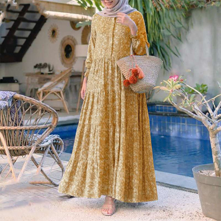 Breathable Floral Maxi Dress | فستان زهور طويل