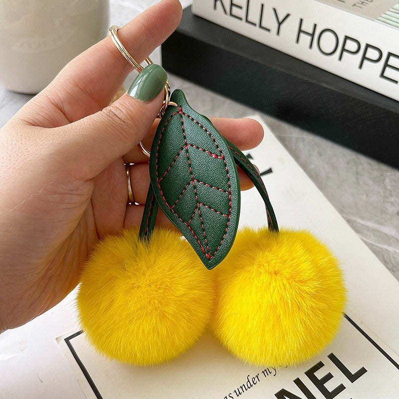 Women’s Plush Cherry Bag Charm Keychain | تعليقة حقيبة نسائية بتصميم كرز ناعم