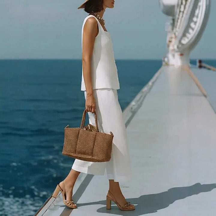 The Classic Linen-Blend Square-Neck Resort Set