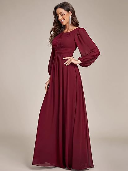 Women's Long Chiffon Evening Dress | فستان سهرة شيفون طويل