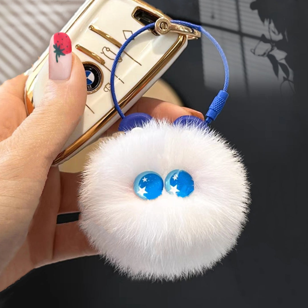 Women’s Fluffy Rainbow Bag Charm Keychain | تعليقة حقيبة نسائية فروية بألوان ناعمة