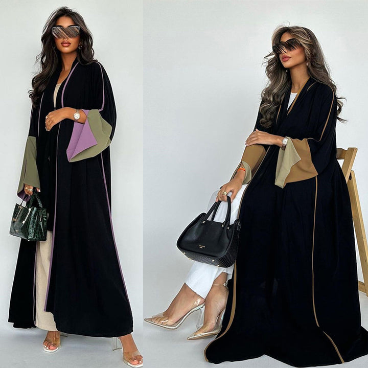 The Noir Contrast Stitch Abaya