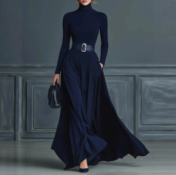 Women’s High Neck Long Sleeve Maxi Dress | فستان نسائي طويل بياقة عالية وأكمام طويلة