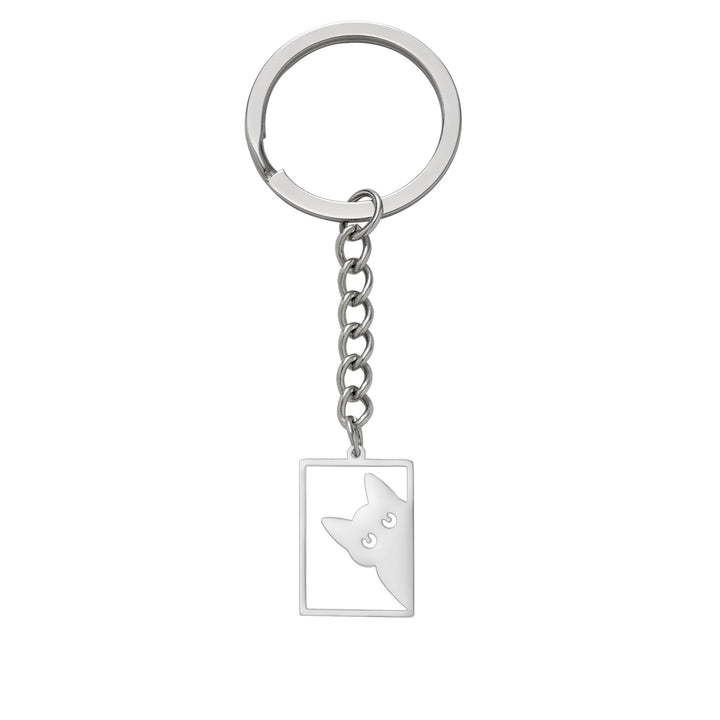 Women’s Stainless Steel Cat Keychain | ميدالية مفاتيح نسائية بتصميم قطة لطيفة