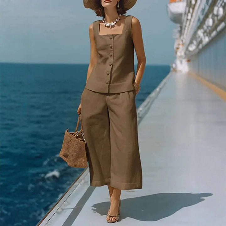 The Classic Linen-Blend Square-Neck Resort Set