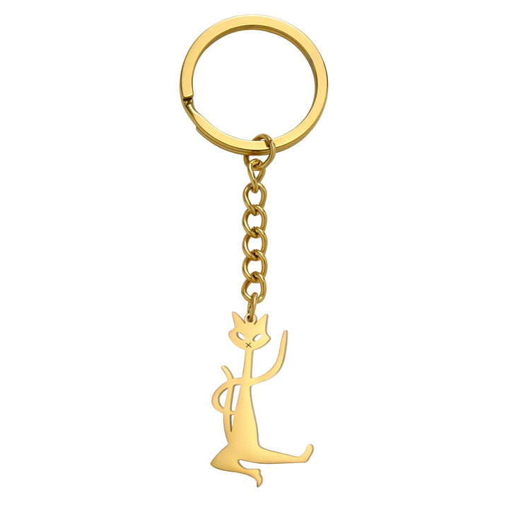 Women’s Stainless Steel Cat Keychain | ميدالية مفاتيح نسائية بتصميم قطة لطيفة
