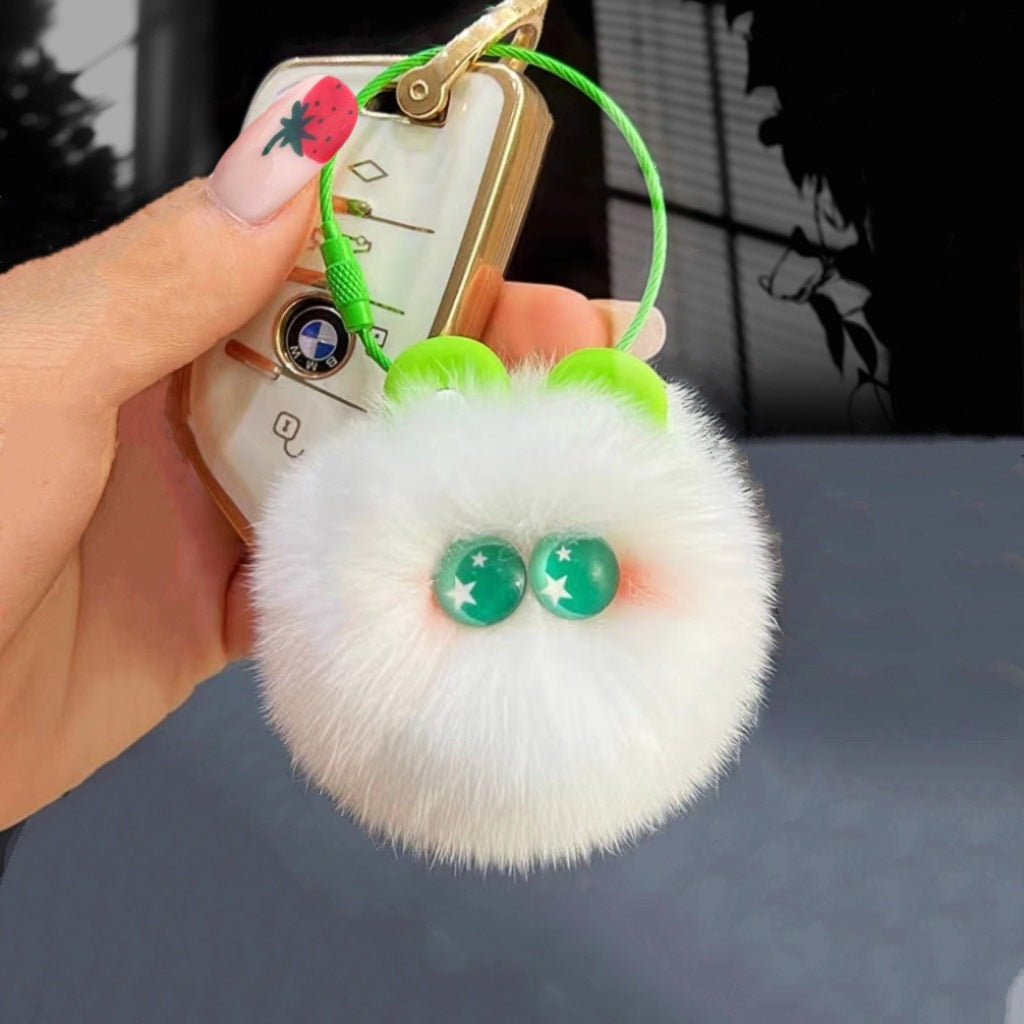 Women’s Fluffy Rainbow Bag Charm Keychain | تعليقة حقيبة نسائية فروية بألوان ناعمة