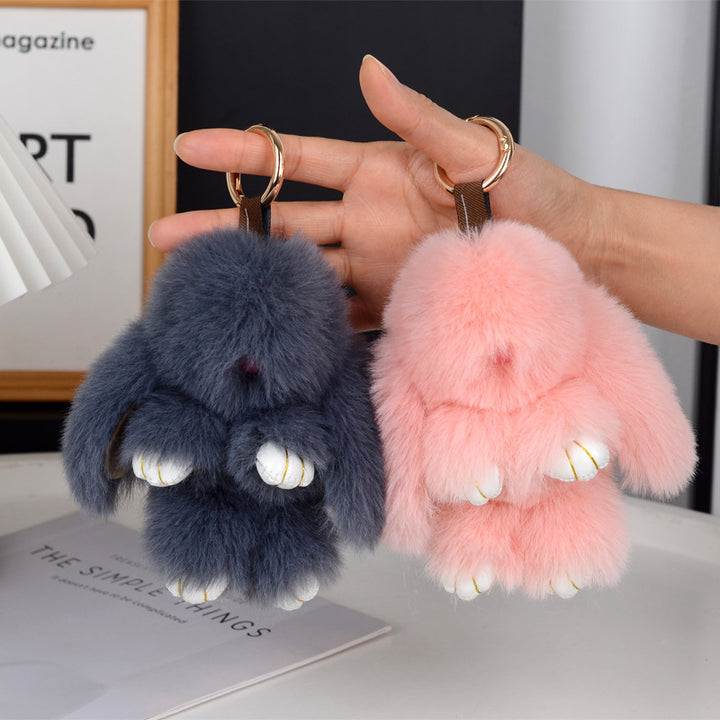 Women’s Plush Rabbit Bag Charm Keychain | تعليقة حقيبة نسائية بتصميم أرنب ناعم
