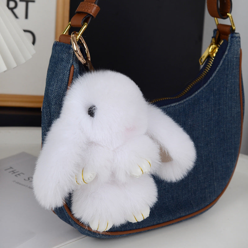 Women’s Plush Rabbit Bag Charm Keychain | تعليقة حقيبة نسائية بتصميم أرنب ناعم