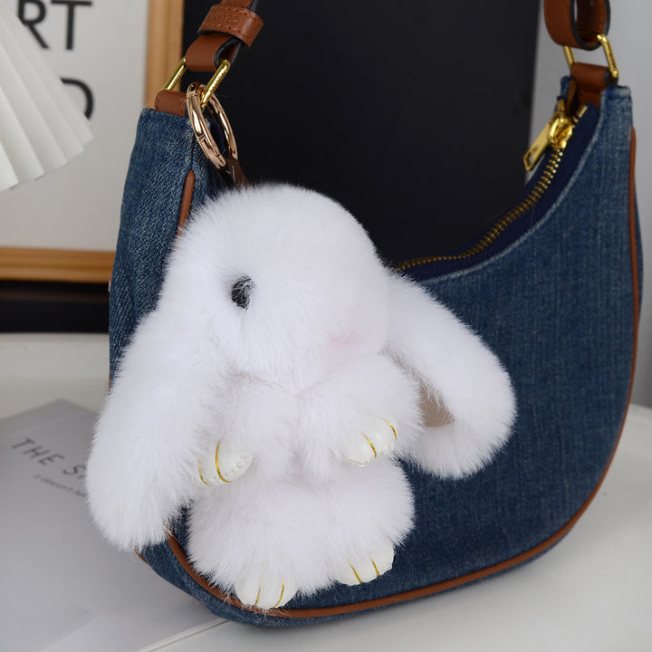 Women’s Plush Rabbit Bag Charm Keychain | تعليقة حقيبة نسائية بتصميم أرنب ناعم