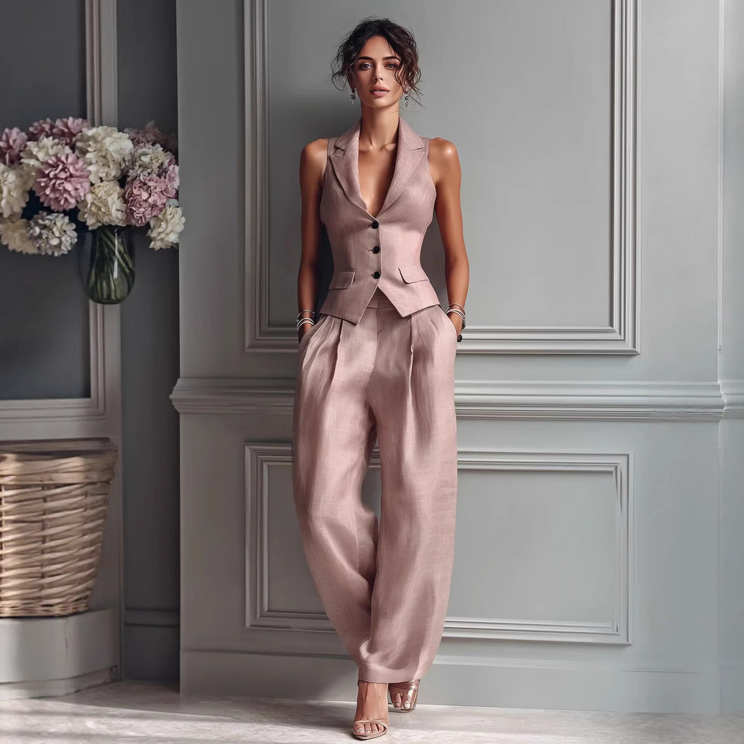 The Elegant Tailored Vest & Wide-Leg Pants Set