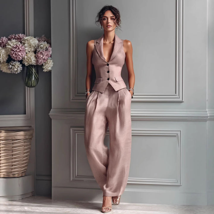 The Elegant Tailored Vest & Wide-Leg Pants Set