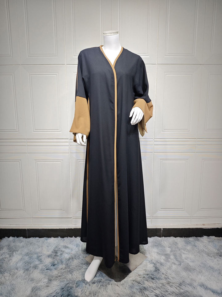 The Noir Contrast Stitch Abaya