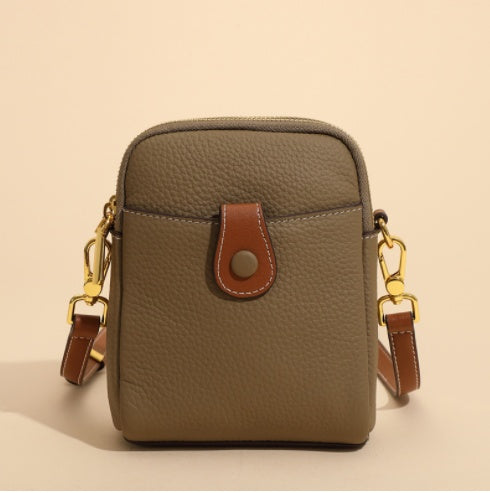 Women’s Litchi Pattern Leather Phone Bag | حقيبة هاتف نسائية جلدية بنقشة ليتشي