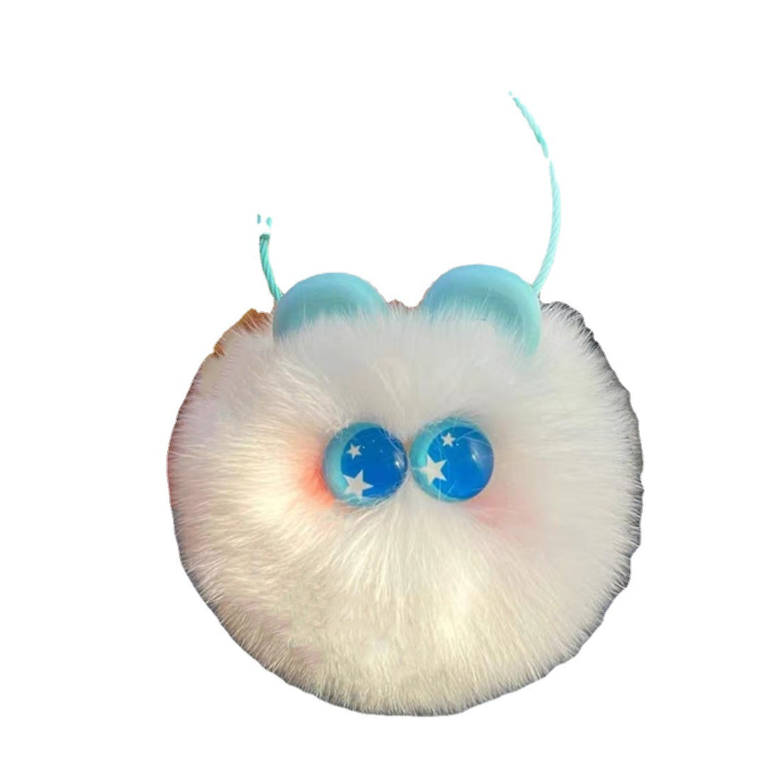 Women’s Fluffy Rainbow Bag Charm Keychain | تعليقة حقيبة نسائية فروية بألوان ناعمة