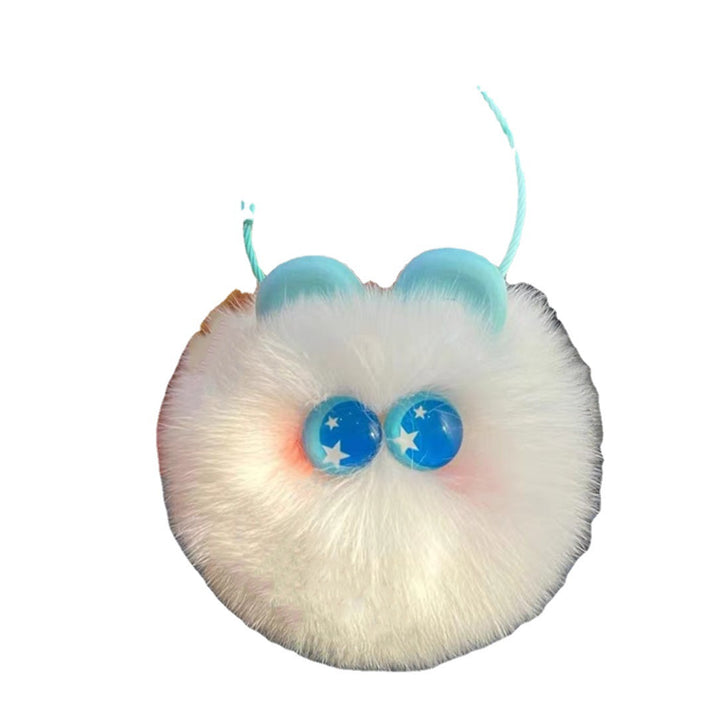 Women’s Fluffy Rainbow Bag Charm Keychain | تعليقة حقيبة نسائية فروية بألوان ناعمة