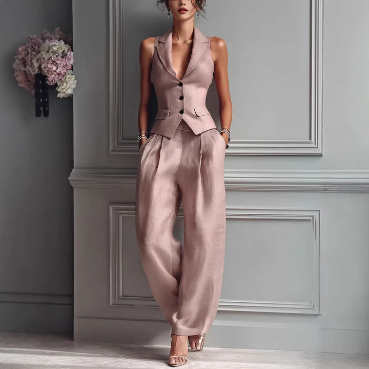 The Elegant Tailored Vest & Wide-Leg Pants Set